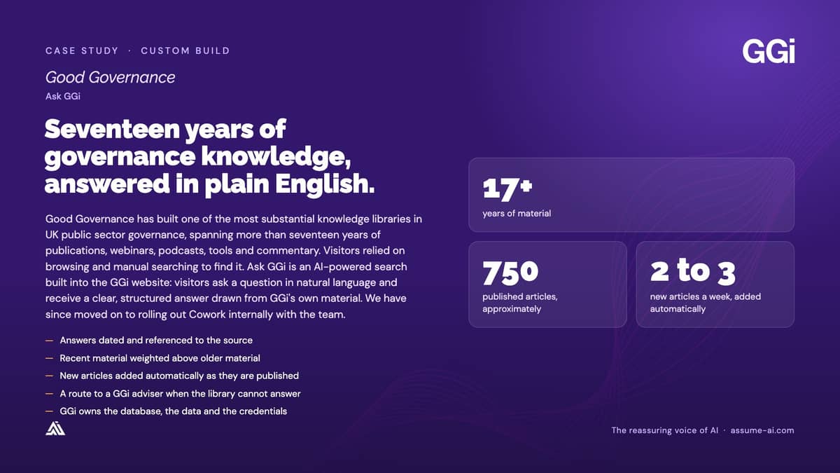 Good Governance: Ask GGi, case study slide