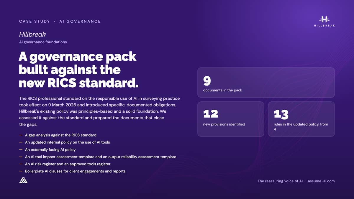 Hillbreak: AI governance foundations, case study slide