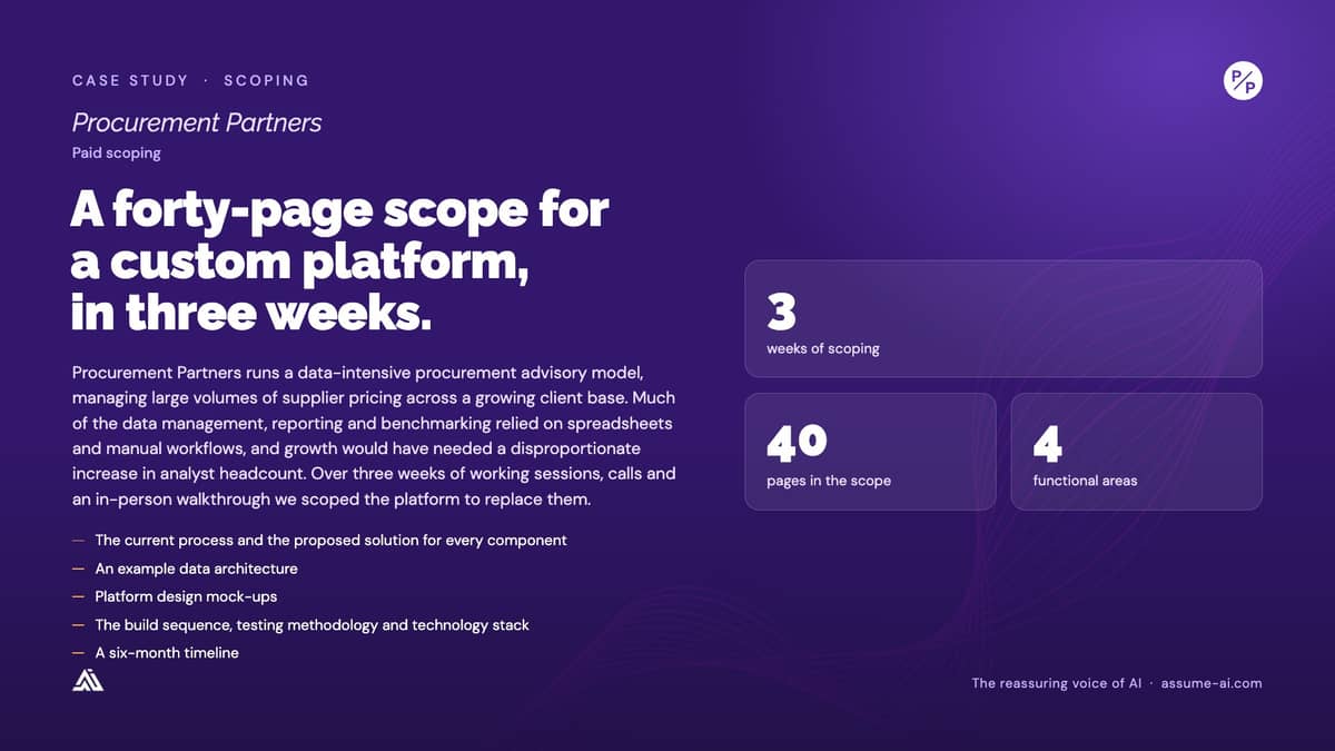 Procurement Partners: Paid scoping, case study slide