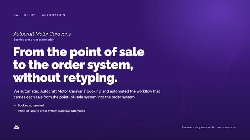 Autocraft Motor Caravans: Booking and order automation, case study slide