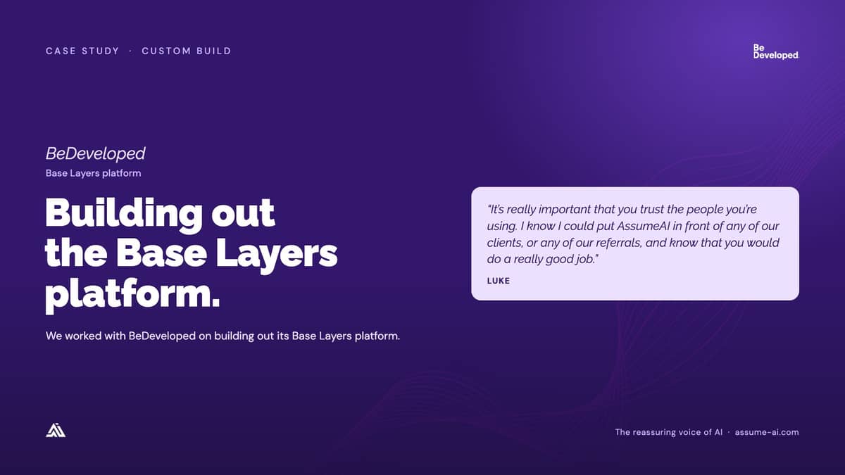 BeDeveloped: Base Layers platform, case study slide
