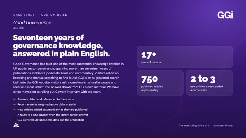 Good Governance: Ask GGi, case study slide