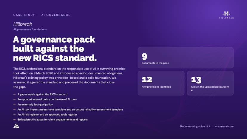 Hillbreak: AI governance foundations, case study slide