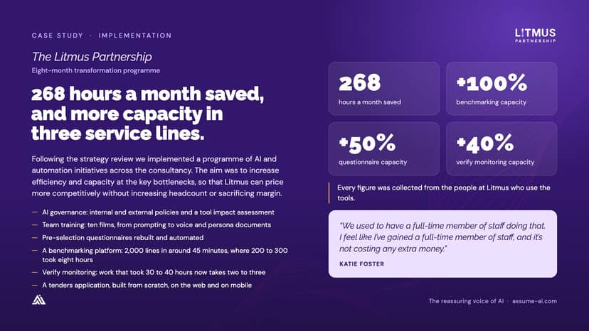 The Litmus Partnership: Eight-month transformation programme, case study slide
