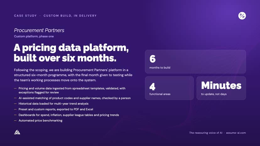Procurement Partners: Custom platform, phase one, case study slide